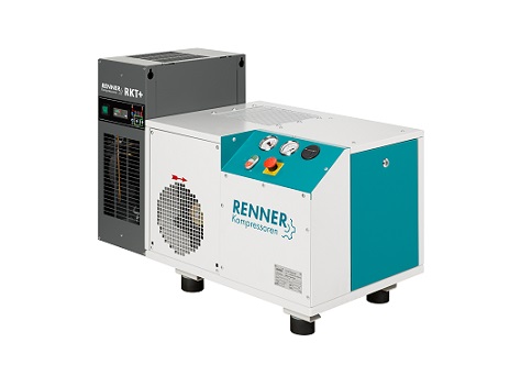 Kompresor śrubowy 5,5kW RENNER z osuszaczem ziębniczym, wydajność przy 7,5bar: 0,83m3/min, sterownik RENNERtronic Touch, przyłącze: 1/2″, poziom hałasu: 75dB(A), wymiary: 971x545x705mm, waga: 195kg Kompresor śrubowy 5,5kW RENNER z osuszaczem ziębniczym, wydajność przy 7,5bar: 0,83m3/min, sterownik RENNERtronic Touch, przyłącze: 1/2″, poziom hałasu: 75dB(A), wymiary: 971x545x705mm, waga: 195kg