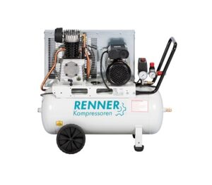 Kompresor olejowy, dwutłokowy, jednostopniowy, wydajność: 190l/min, ciśnienie max.: 10 bar, moc silnika: 1,5kW, zasilanie: 230V, pojeność zbiornika: 50l, wymiary: 842x383x723mm, waga: 52kg, poziom hałasu: 96dB(A)