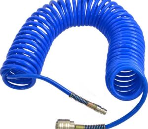 Przewód spiralny 12×8, długośc: 10m, zakuty: szybkozłącze + króciec NW7.2 mosiądz, niebieski Przewód spiralny 12×8, długośc: 10m, zakuty: szybkozłącze + króciec NW7.2 mosiądz, niebieski