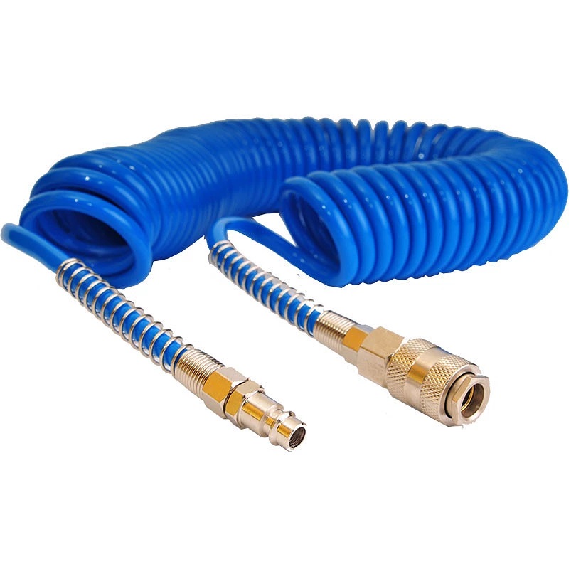 Przewód spiralny 12×8, długośc: 15m, zakuty: szybkozłącze + króciec NW7.2, niebieski Przewód spiralny 12×8, długośc: 15m, zakuty: szybkozłącze + króciec NW7.2, niebieski