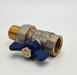 Zawór kulowy 1/2″ z półśrubunkiem, motylek, PN40, temp. max: 180stC
