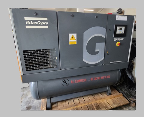 Wynajem sprężarki GA 15, napęd pasowy, wydajność przy 7,3bar: 2,58m3/min, wymiary: 1904x780x1832mm, waga: 715kg, cena za 1 dzień Wynajem sprężarki GA 15, napęd pasowy, wydajność przy 7,3bar: 2,58m3/min, wymiary: 1904x780x1832mm, waga: 715kg, cena za 1 dzień