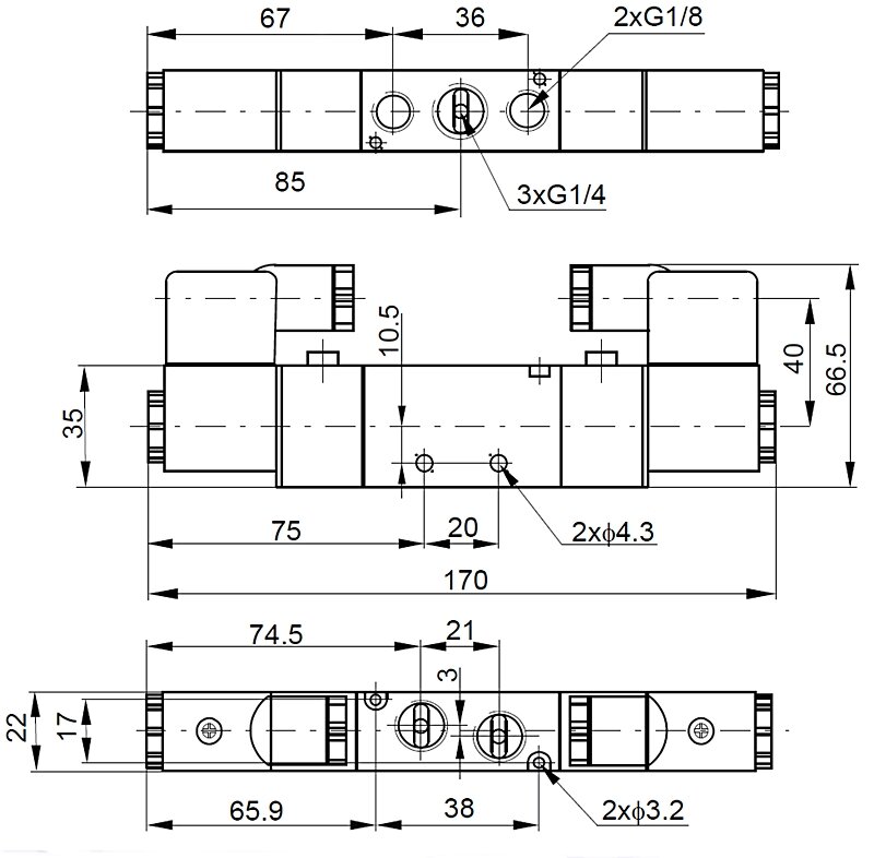 Elektrozawór 5/2, G1/4, bistabilny, 24V DC Elektrozawór 5/2, G1/4, bistabilny, 24V DC