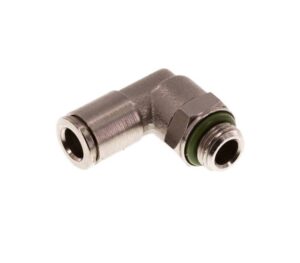Złączka wtykowa kątowa GZ1/4″ do węża ø 10, oring, Viton do +150°C, mosiądz niklowany