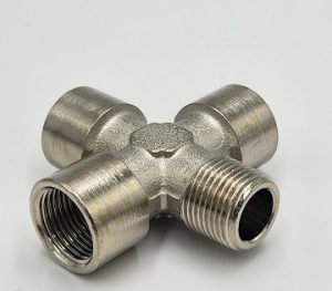 Czwórnik WWWZ,  3×3/8″GW,1×3/8″GZ mosiądz niklowany