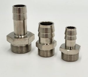 Króciec na wąż GZ3/8″ do ø9, 16 bar, mosiądz niklowany Króciec na wąż GZ3/8″ do ø9, 16 bar, mosiądz niklowany