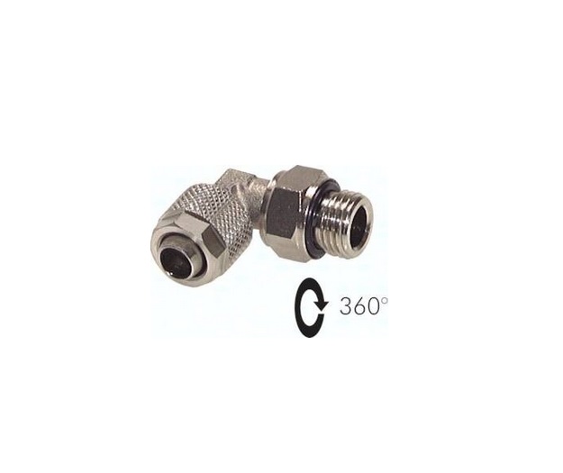 Złączka kątowa skręcana, obrotowa, GZ 1/4″-przewód ø10x8mm Złączka kątowa skręcana, obrotowa, GZ 1/4″-przewód ø10x8mm