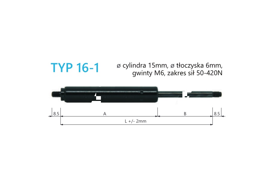 Sprężyna gazowa 16-2-203-164-AM6-BM6 500N Sprężyna gazowa 16-2-203-164-AM6-BM6 500N