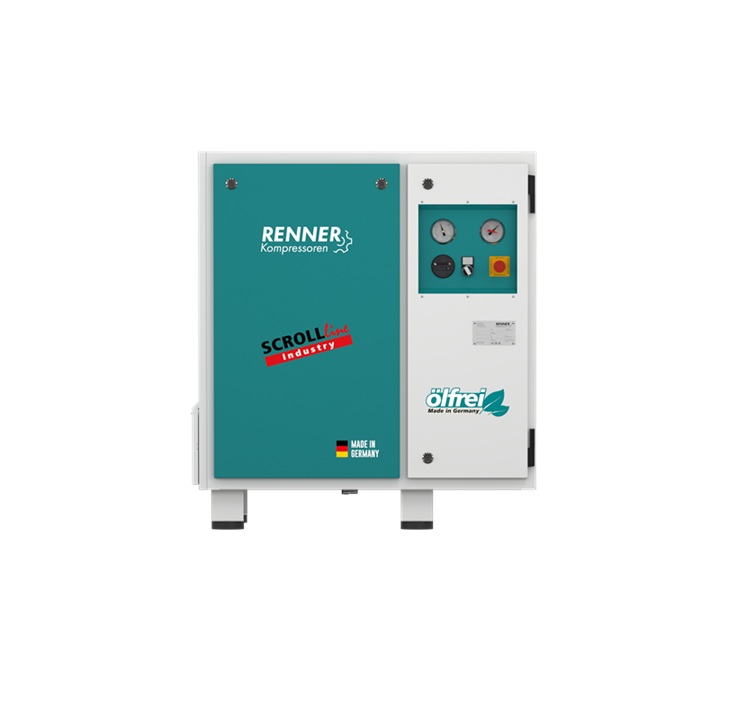 Kompresor spiralny bezolejowy 2,2kW RENNER, sterownik RENNERtronic Touch, wydajność przy 10bar: 205l/min, wymiary: 835x595x935mm, waga: 136kg, przyłącze: 1/2″, poziom hałasu: 65dB(A), zailanie 400V Kompresor spiralny bezolejowy 2,2kW RENNER, sterownik RENNERtronic Touch, wydajność przy 10bar: 205l/min, wymiary: 835x595x935mm, waga: 136kg, przyłącze: 1/2″, poziom hałasu: 65dB(A), zailanie 400V