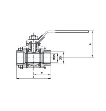 Zawór kulowy, 3-częściowy, G3/8″, stal nierdzewna (AISI304/316), PN63 Zawór kulowy, 3-częściowy, G3/8″, stal nierdzewna (AISI304/316), PN63