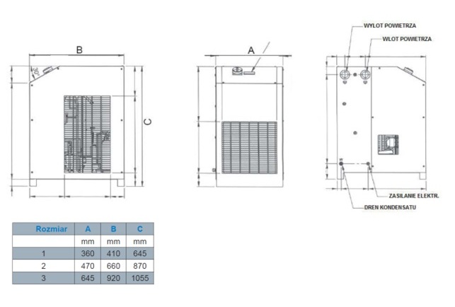 Osuszacz ziębniczy RENNER RKT-1S 1000 SP, przepływ przy 7bar: 16,67m3/min, przyłącze: 2″, wymiary: 645x920x1,055mm, waga: 128kg, z automatycznym spustem kondensatu Osuszacz ziębniczy RENNER RKT-1S 1000 SP, przepływ przy 7bar: 16,67m3/min, przyłącze: 2″, wymiary: 645x920x1,055mm, waga: 128kg, z automatycznym spustem kondensatu